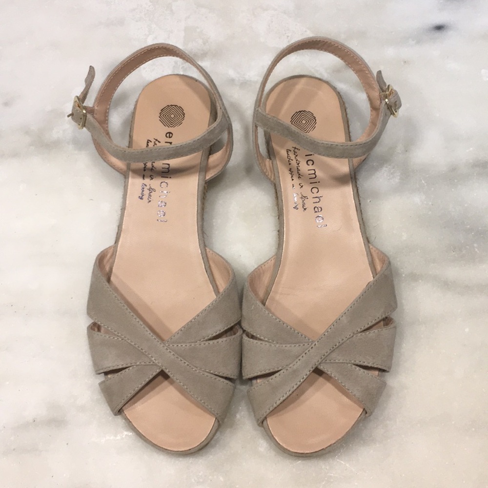 Taupe suede Eric Michael sandals